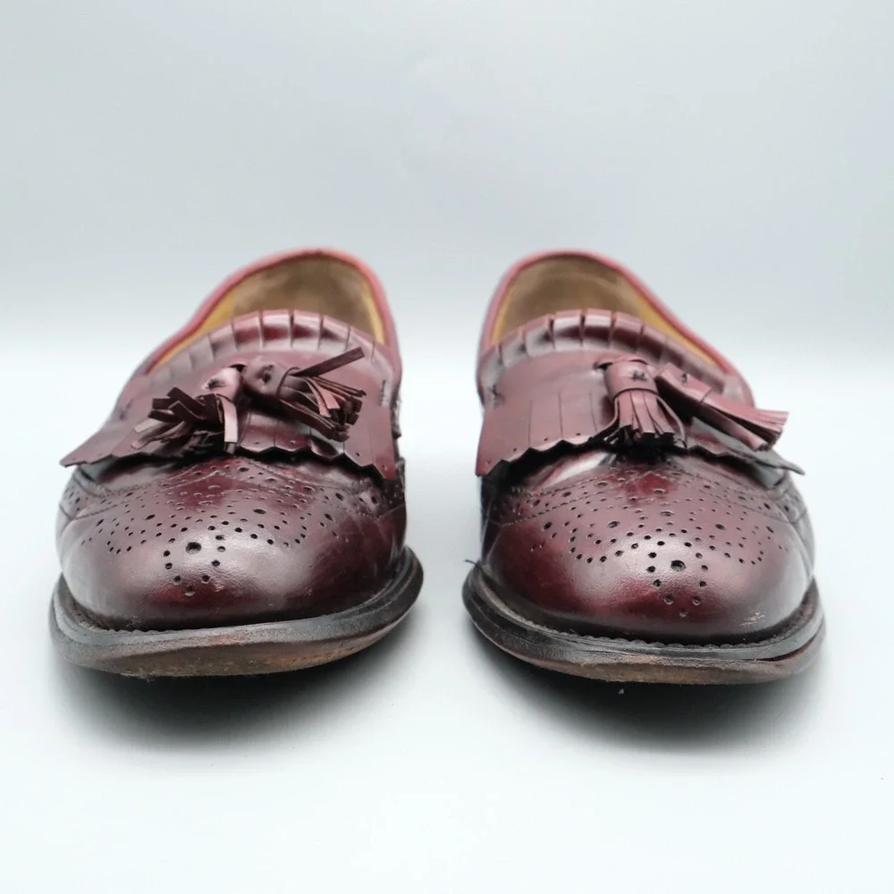 Bostonian Loafers Mens Burgundy Tassel Kiltie Wingtip Dark Academia 8.5 D/B